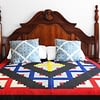 Multi color Queen Masculine Log Cabin FINISHED QUILT- Very Nice Barn Raising - Image 2
