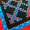 Masculine Double Irish Chain patchwork FINISHED QUILT - Feather Quilting - Image 6