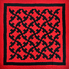 Patchwork Red & Black Drunkards Path FINISHED QUILT - Bold colors Queen Size - Image 7