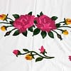 Hand Applique 40's style floral design QUILT TOP - Pink, Green & White - Queen - Image 4