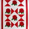 Large Hand Applique Red Rose, Star design QUILT TOP - Queen size masterpiece - Image 5
