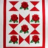 Large Hand Applique Red Rose, Star design QUILT TOP - Queen size masterpiece - Image 4