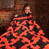 Patchwork red and black Drunkards Path FINISHED QUILT - Masculine colors