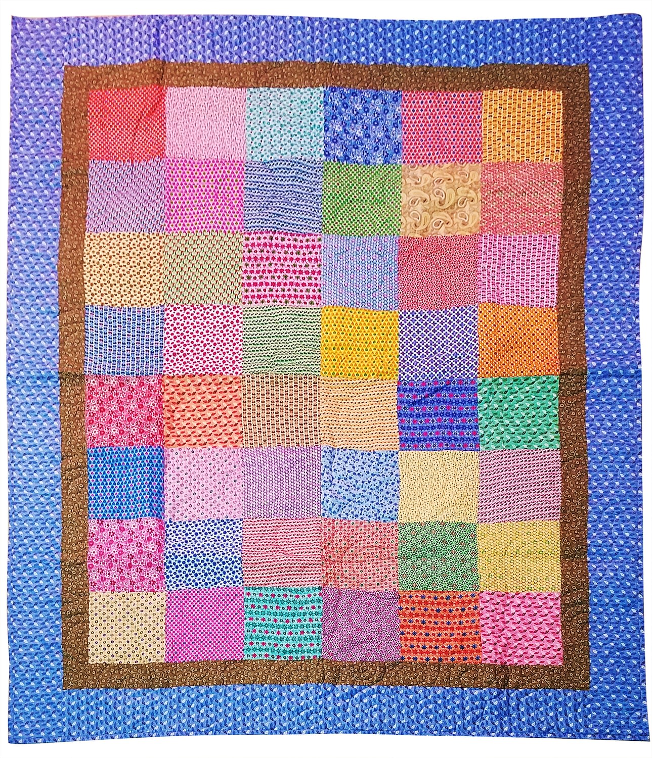 Country Patchwork Multi – Color FINISHED QUILT twin size scrap quilt