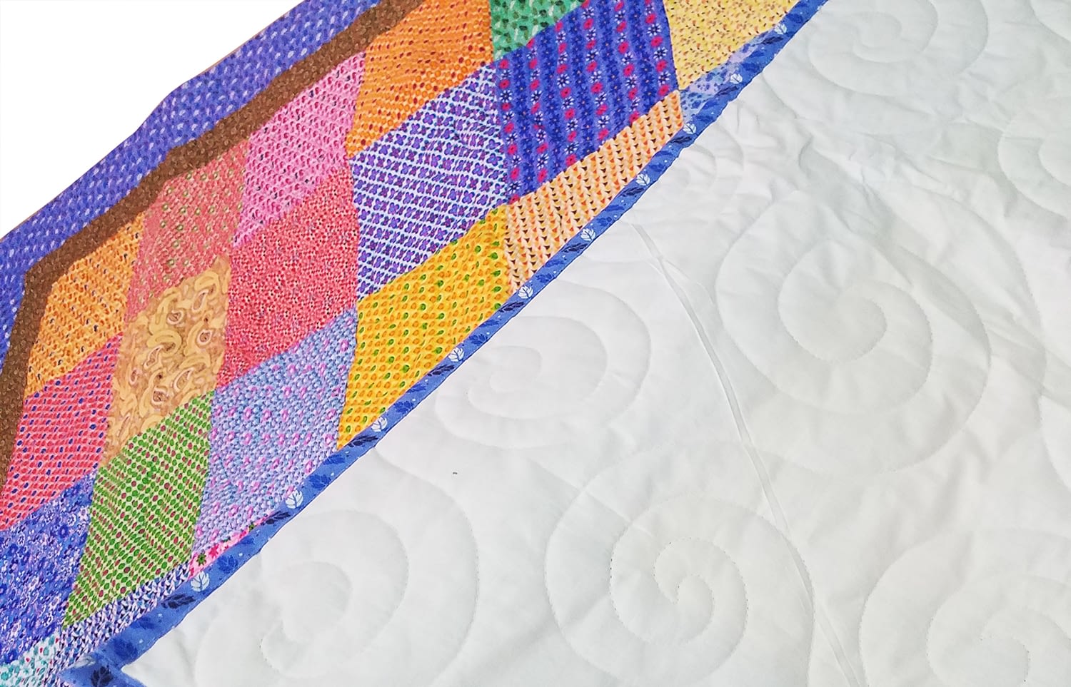 Country Patchwork Multi – Color FINISHED QUILT twin size scrap quilt