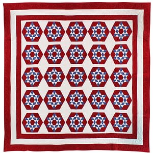 Handmade Patchwork 6 point Star FINISHED QUILT Great Patriotic colors