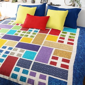 Patchwork Grandma’s Garden Window, Scrap colors FINISHED QUILT – Queen