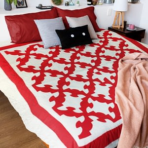 Patchwork Red & White Drunkards Path FINISHED QUILT