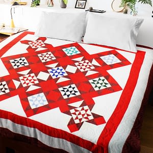 Red White & Blue Ohio Star design FINISHED QUILT – Graphic and Unique Scrap Quilt