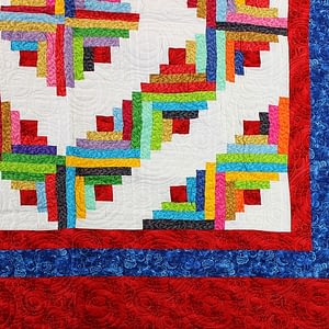 Patchwork Scraps Barn Raising Log Cabin – Full size FINISHED QUILT