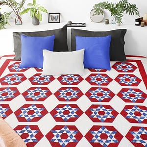 Handmade Patchwork 6 point Star FINISHED QUILT Great Patriotic colors