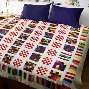 Multi color Scrap patchwork FINISHED QUILT – Queen size – Unique