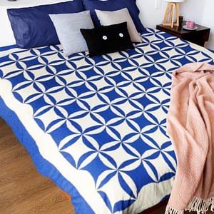 Blue & White Patchwork Orange Peel FINISHED QUILT – Queen