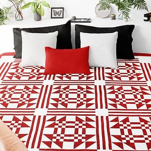 Red & White Young Man’s Fancy FINISHED QUILT Graphic Beauty