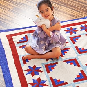 Patriotic Log Cabin FINISHED QUILT Fun Masculine looking quilt will be Loved