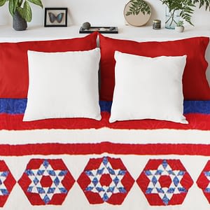 Patriotic Red, White & Blue 6 point Star FINISHED QUILT – Great look and Design