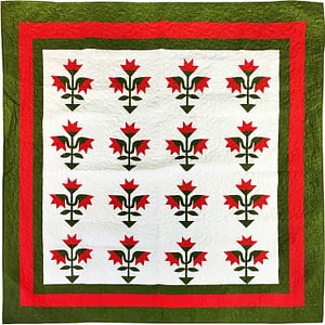 Hand Applique Carolina Lily – FINISHED QUILT – Queen, Very Nice