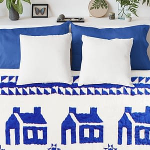 Royal Blue & White School House design FINISHED QUILT – Graphic look – Twin Size