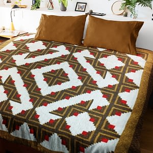 Earth Tone Log Cabin – Abstract Modern design – FINISHED QUILT