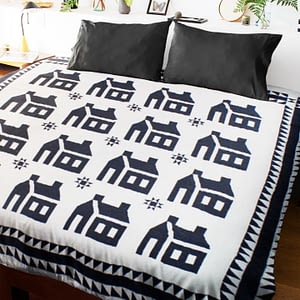 Midnight Navy Blue & White School House FINISHED QUILT – Traditional Beauty