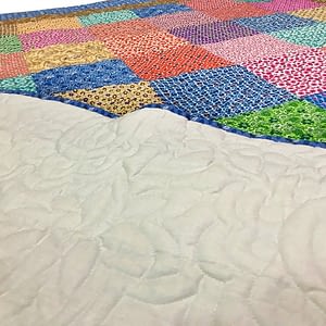 Country Patchwork Multi – Color FINISHED QUILT queen size scrap quilt