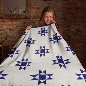 Blue & White Ohio Stars with border FINISHED QUILT – Twin XL Size