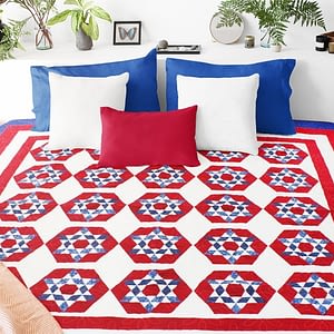 Handmade Patchwork 6 point Star FINISHED QUILT Great Patriotic colors