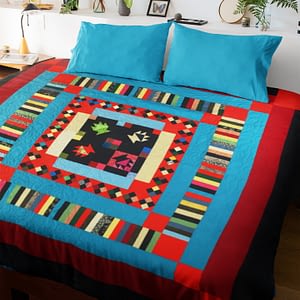 Amish style patchwork Medallion nice borders FINISHED QUILT – Ready to love