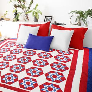 Patriotic Red, White & Blue 6 point Star FINISHED QUILT – Great look and Design