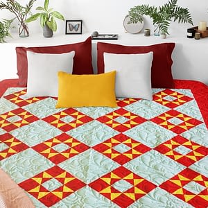 Ohio Star variation FINISHED QUILT – Nice traditional patchwork quilt – Queen