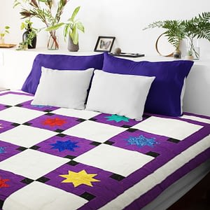 Multi Color Abstract Star design patchwork FINISHED QUILT – Great Quilting