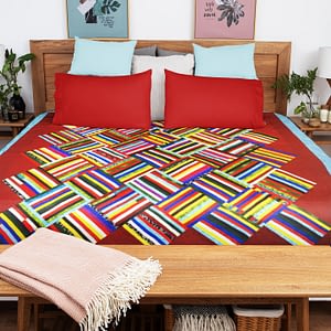 Large Unique patchwork Strip Scrap FINISHED QUILT – Great Look