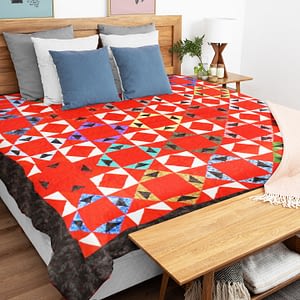 Handmade Patchwork Scrap Star design FINISHED QUILT Great masculine Look !