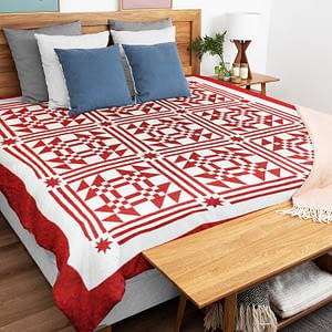 Red & White Young Man’s Fancy FINISHED QUILT Graphic Beauty