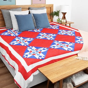 Handmade Patchwork Star variation FINISHED QUILT Great Patriotic colors