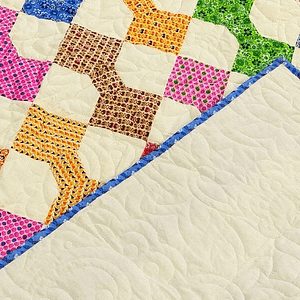 Traditional Scrap Color & Cream Bow Tie pattern – Twin size FINISHED QUILT