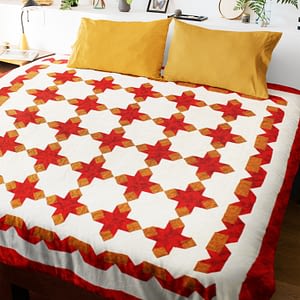 Patchwork Star variation FINISHED QUILT – Large size & Great borders – Very Nice