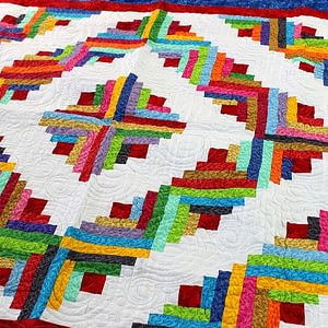 Patchwork Scraps Barn Raising Log Cabin – Full size FINISHED QUILT