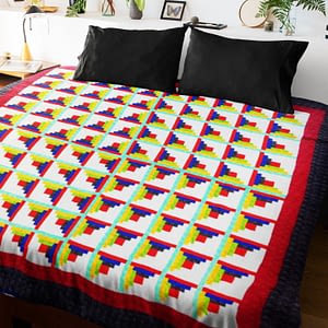 Patchwork Log Cabin FINISHED QUILT – Great borders and quilting motifs