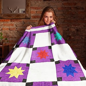 Multi Color Abstract Star design patchwork FINISHED QUILT – Great Quilting