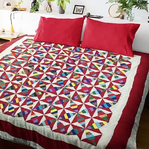 Scrap pinwheel strip patchwork FINISHED QUILT – Masculine look – Queen