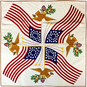 Hand Applique Patriotic Flag FINISHED WALL QUILT – 28, 29 & 30 star flags