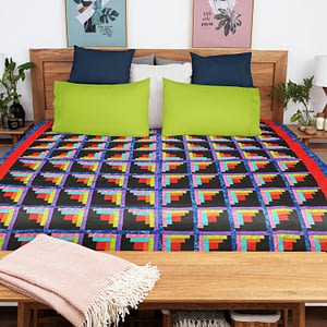 Patchwork Sparkling Diamond Log Cabin FINISHED QUILT – Playful Masculine Look