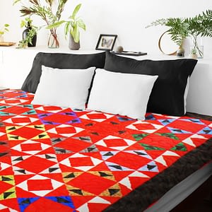 Handmade Patchwork Scrap Star design FINISHED QUILT Great masculine Look !