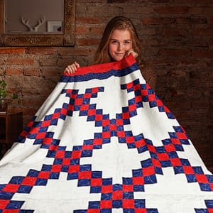 Patriotic style & color Irish Chain patchwork FINISHED QUILT – Feather Quilting