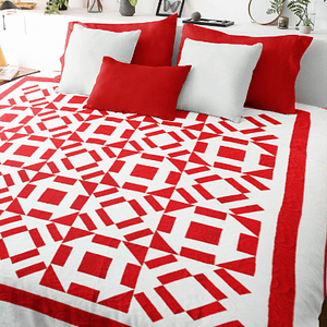 Red & White Abstract Churn Dash. FINISHED QUILT -Nice quilting