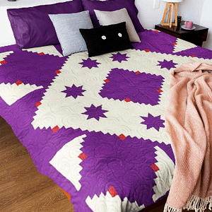 Patchwork Imperial Purple Log Cabin Star FINISHED QUILT