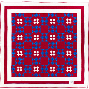 Nice Red, White & Blue Star design FINISHED QUILT – Queen Size Masculine Colors