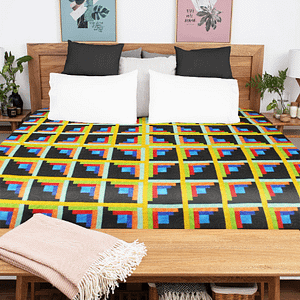 Log Cabin FINISHED QUILT – Queen size, patchwork sparkling diamond pattern