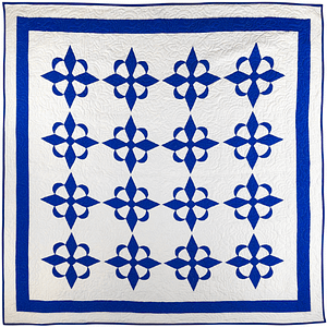 Hand Applique Blue and White Compass styled FINISHED QUILT